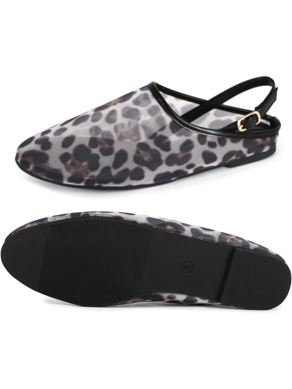 Women's Black Leopard Ballet Flat Mary Jane Animal Print Casual Comfortable Shoe - Picture 5 of 7